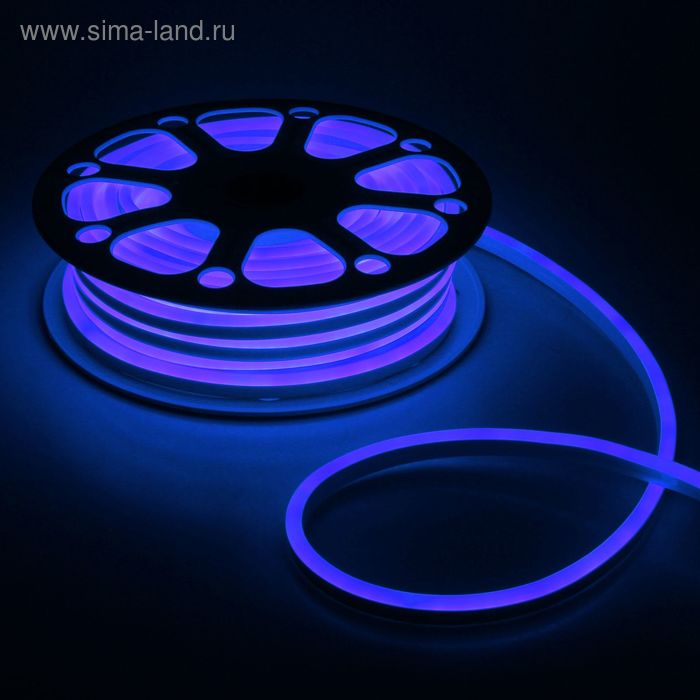 Гибкий неон Luazon Lighting 8 × 16 мм, IP65, 25 м, SMD2835, 120 LED/м, 220 В, свечение синее - Фото 1