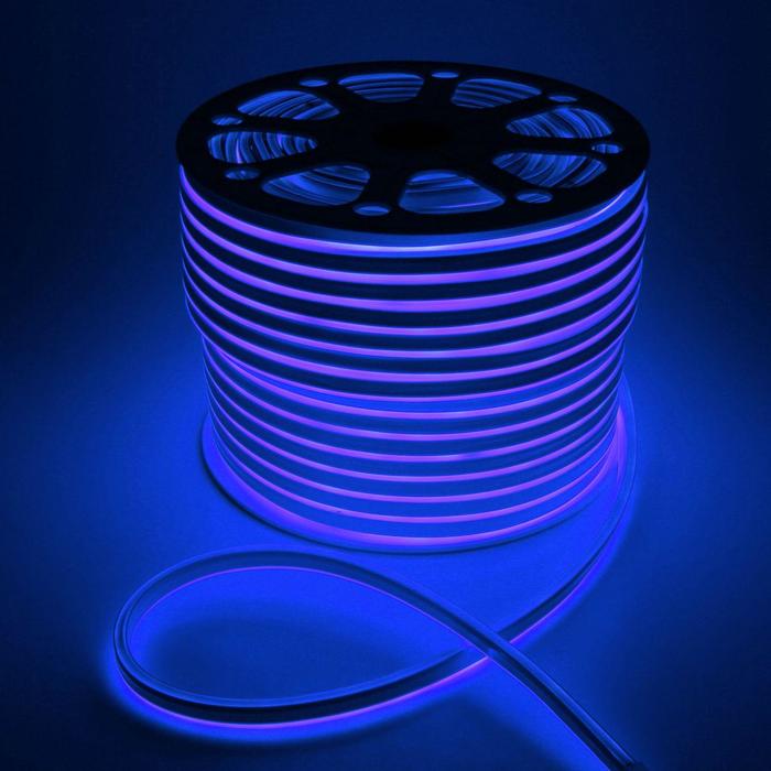 Гибкий неон Luazon Lighting 8 × 16 мм, IP65, 100 м, SMD2835, 120 LED/м, 220 В, свечение синее - Фото 1