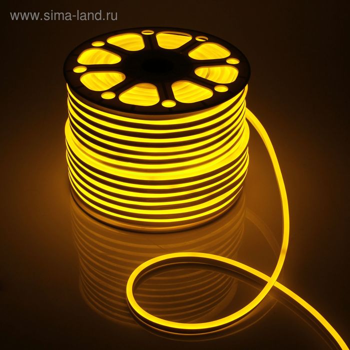 Гибкий неон Luazon Lighting 8 × 16 мм, IP65, 100 м, SMD2835, 120 LED/м, 220 В, свечение жёлтое - Фото 1