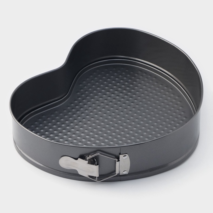 Форма для выпечки Доляна «Элин. Сердце», 28.5×25.5×6.6 см, разъёмная, антипригарное покрытие, серая - Фото 1