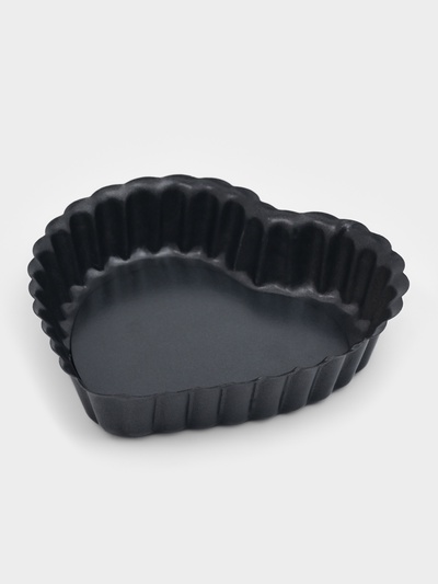 Форма для выпечки «Жаклин. Рифлёное сердце», 11×2 см, съёмное дно, антипригарное покрытие, цвет чёрный