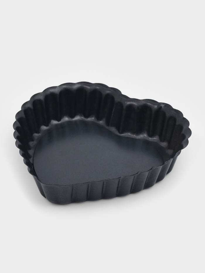 Форма для выпечки «Жаклин. Рифлёное сердце», 11×2 см, съёмное дно, антипригарное покрытие, цвет чёрный - Фото 1
