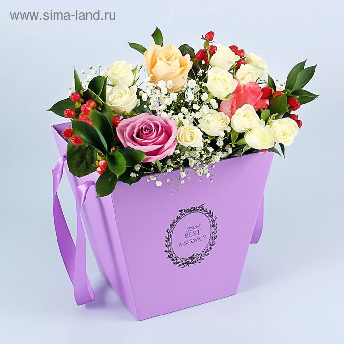 Пакет для цветов, премиум, 24 х 24 х 24 см, ежевика - Фото 1