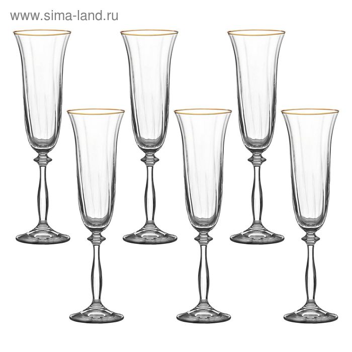 Набор бокалов для шампанского 190 мл "Анжела", 6 шт - Фото 1