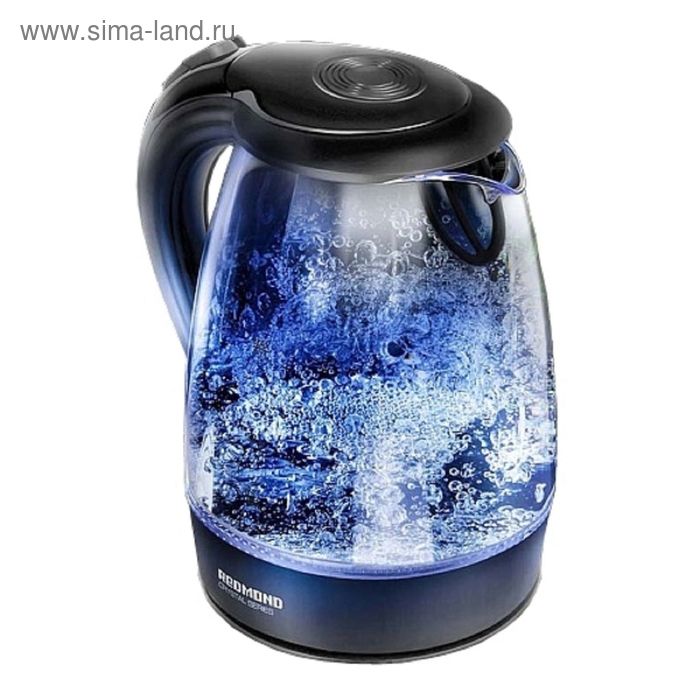 Чайник электрический Redmond RK-G161, стекло, 1.7 л, 2200 Вт, подсветка, черный - Фото 1