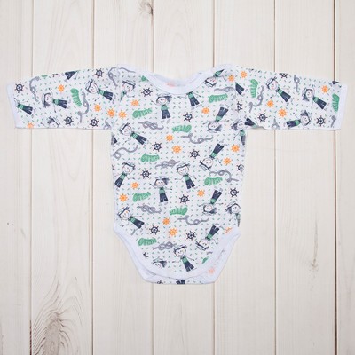 Боди для мальчика А.0601 КМ микс, длинный рукав, кнопки на плече, рост 80-86 см