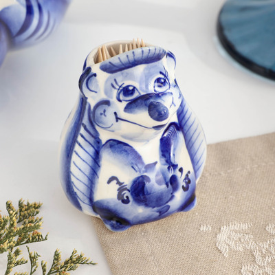 Подставка для зубочисток «Ёж», фарфор гжель