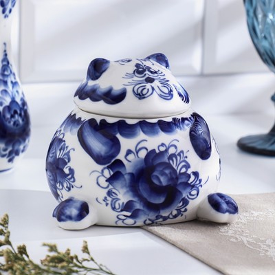 Сахарница фарфор «Кот», гжель