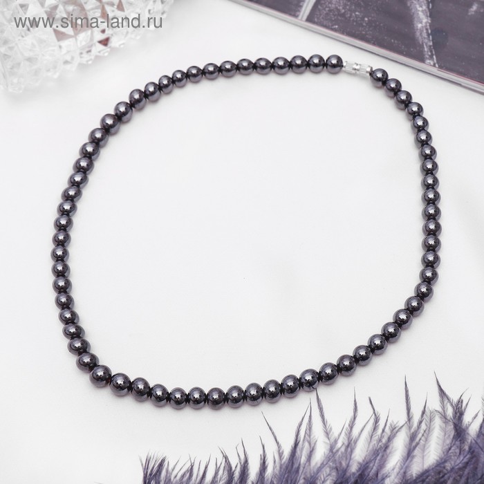 Бусы шар №6 «Гематит», 45 см - Фото 1
