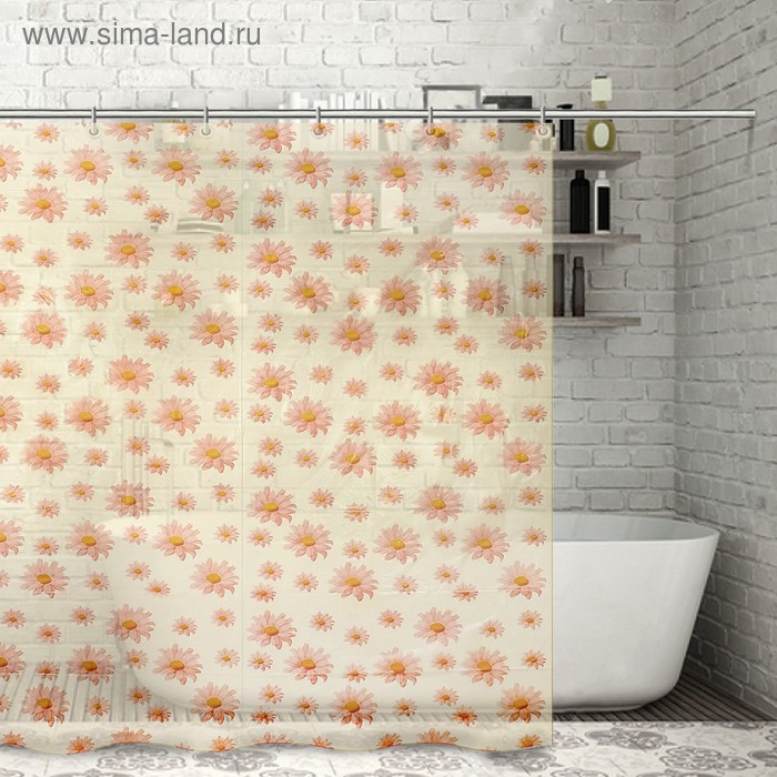 Штора для ванной 180×180 см «Ромашки», цвет МИКС - Фото 1