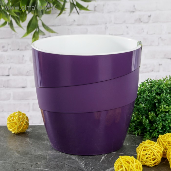 Кашпо для цветов со вставкой «Грация», 1,2 л, цвет фиолетовый - Фото 1