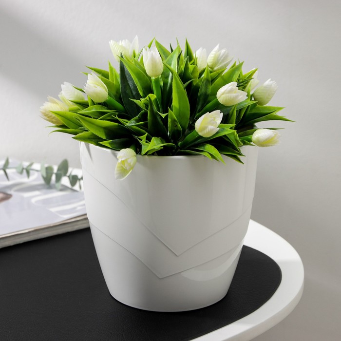 Кашпо для цветов со вставкой «Грация», 2 л, цвет белый - Фото 1