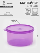 Контейнер для хранения еды Доляна, пищевой, 500 мл, пластик, сиреневый - Фото 1