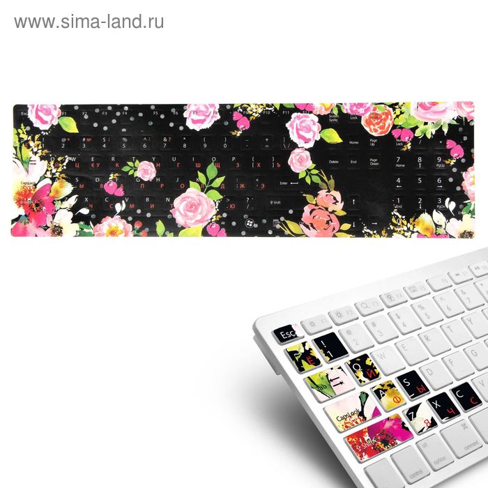 Наклейки на клавиатуру "Цветочные", 44,2 х 13 см - Фото 1