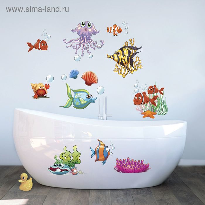 Наклейки для ванной «Весёлое погружение», 50 × 70 см - Фото 1