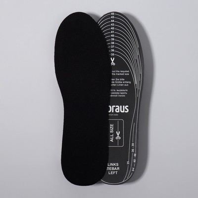 Стельки для обуви, теплоизолирующие, универсальные, 35-46 р-р, 29,5 см, пара, цвет чёрный