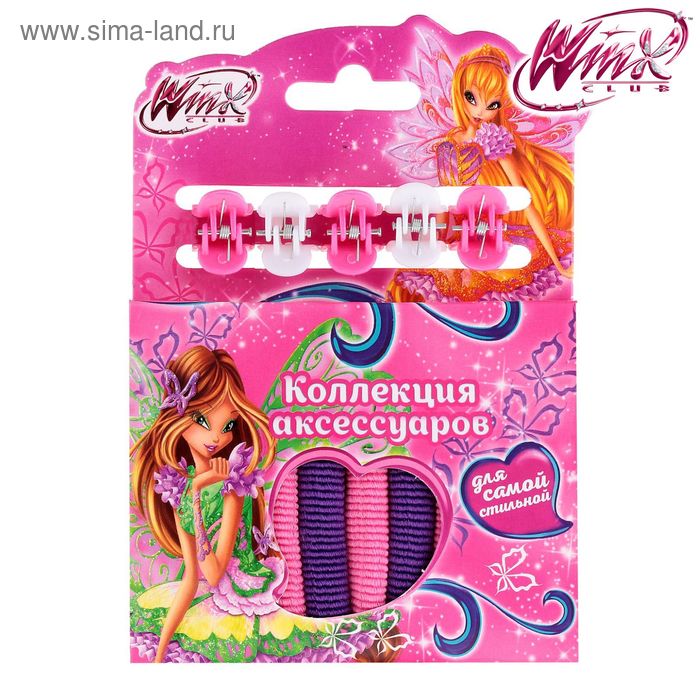 Набор для волос, феи ВИНКС: Флора, 6 резинок, 5 крабов, 10 х 14,5 см - Фото 1