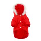 Куртка с капюшоном и мехом, размер XL (ОШ 34, ОГ 47, ДС 31 см), красная - Фото 5