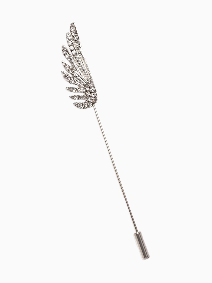 Булавка «Крыло», 9×1 см, белая в серебре - Фото 1