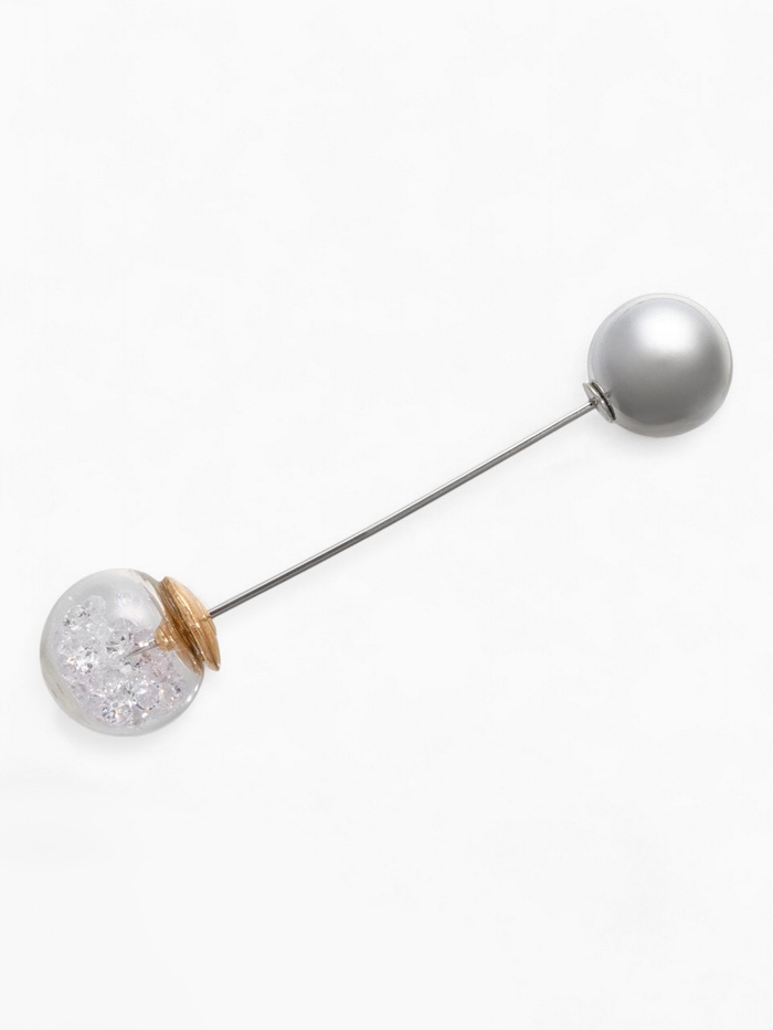 Булавка «Волшебный шар», 7.7 см, белая в серебре - Фото 1