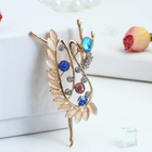 Брошь «Балерина» в камнях, цветная в золоте - Фото 1