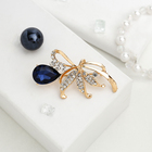 Брошь «Цветок» капля, цвет бело-синий в золоте - Фото 1