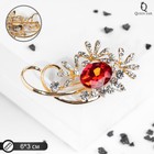 Брошь «Императрица» лакшери, цвет красно-белый в золоте - Фото 1