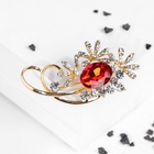 Брошь «Императрица» лакшери, цвет красно-белый в золоте - Фото 3