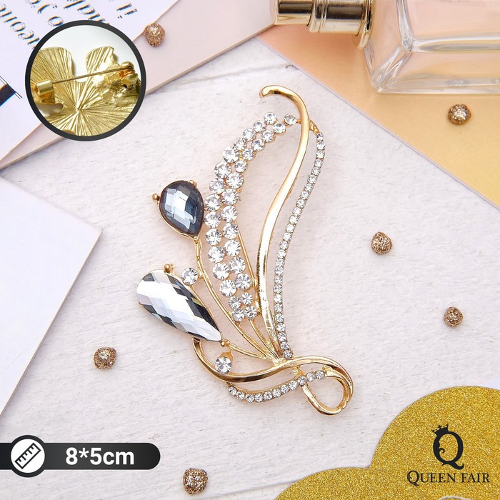 Брошь «Цветочные капли», цвет серо-белый в золоте - Фото 1