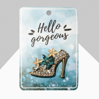 Брошь «Туфелька», цвет бело-бирюзовый в золоте