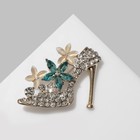 Брошь «Туфелька», цвет бело-бирюзовый в золоте - Фото 2