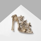 Брошь «Туфелька», цвет бело-бирюзовый в золоте - Фото 3