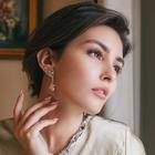 Серьги со стразами «Мечта», цвет розовый в золоте - Фото 2