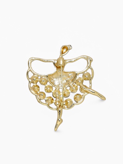 Брошь «Балерина» в стразах, цвет белый в золоте