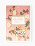 Брошь «Балерина» в стразах, белая в золоте - Фото 5