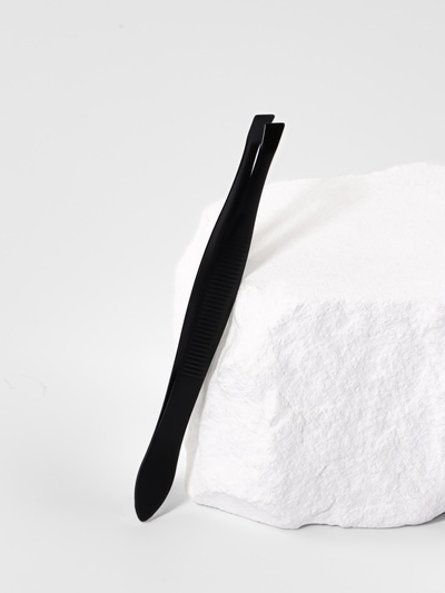 Пинцет скошенный, узкий, 8.5 см, чёрный