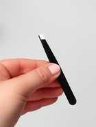 Пинцет скошенный, широкий, 9.5 см, чёрный - Фото 4