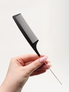 Расчёска антистатическая, 22×3(±1) см, с металлическим хвостиком, карбон, чёрная - Фото 2