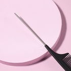 Расчёска антистатическая, 22×3(±1) см, с металлическим хвостиком, карбон, чёрная - Фото 4