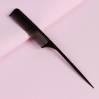 Расчёска антистатическая с хвостиком, КАРБОН, 24,2 × 2,8 см, цвет чёрный - фото 8293630