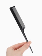 Расчёска антистатическая, 21×2.8(±1) см, с хвостиком, карбон, чёрная - Фото 3