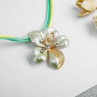 Кулон на шнурке "Нежность эмали" цветок, бежево-зелёный, 45 см - Фото 1