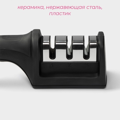 Точилка для ножей с полировкой Доляна «Ритм», 21×5×6 см, чёрная