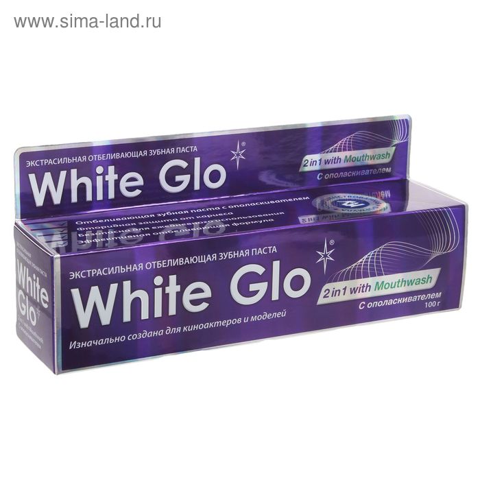 Отбеливающая зубная паста White Glo "2 в 1", 100 г - Фото 1