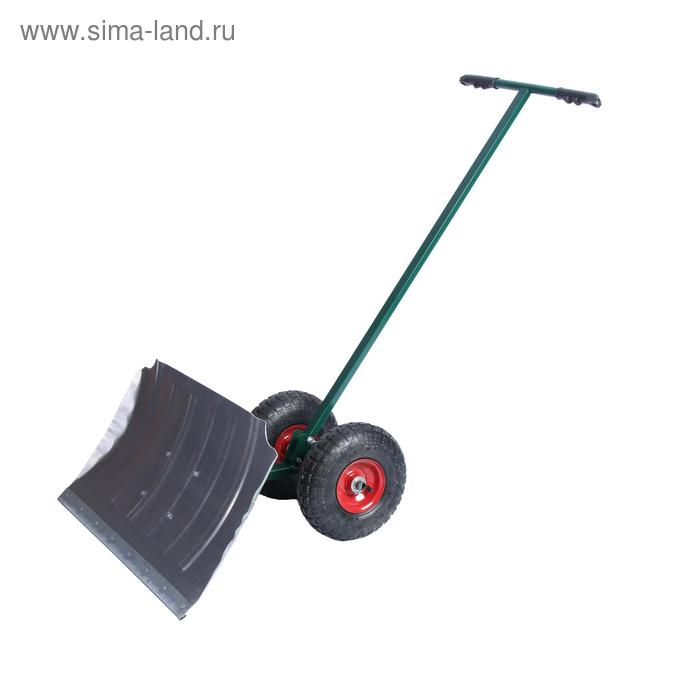 Движок алюминиевый, размер ковша 42 × 75 см, металлическая планка, резиновые ручки, на колёсах d = 25 мм - Фото 1