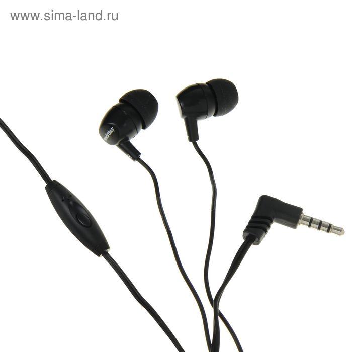 Наушники SmartBuy ONE SBH-100, вакуумные, микрофон, 95 дБ, 32 Ом, 3.5 мм, 1.2 м, черные - Фото 1