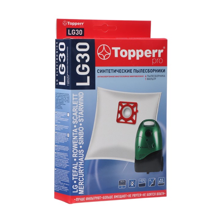 Синтетический пылесборник Topperr LG 30 для пылесосов LG Electronics, 4 шт. + 1 фильтр
