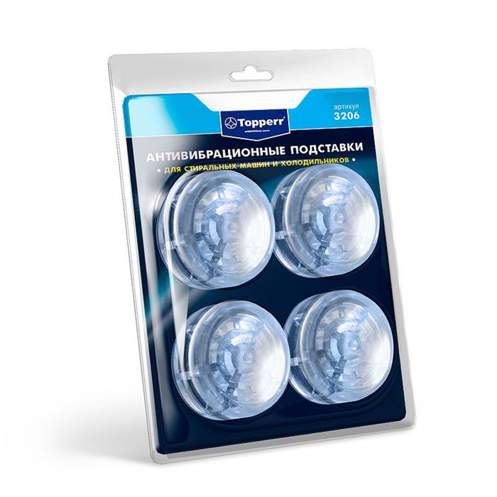 Антивибрационные амортизирующие подставки Тopperr, прозрачные, в блистере, 4 шт. - Фото 1
