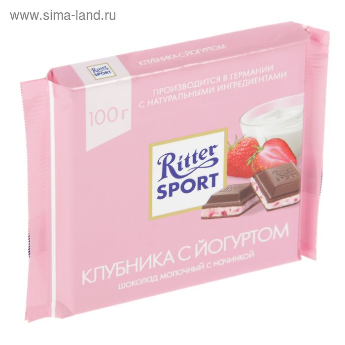 Шоколад Ritter Sport  шоколад молочный c клубнично-йогуртовой начинкой, 100 г - Фото 1