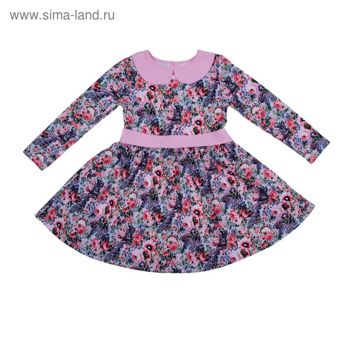 Платье для девочки "Осенний блюз", рост 104 см (54), цвет розовый, принт цветы ДПД854067н - Фото 1